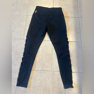 Zella Black High-Waisted Leggings with cross/mesh side detail